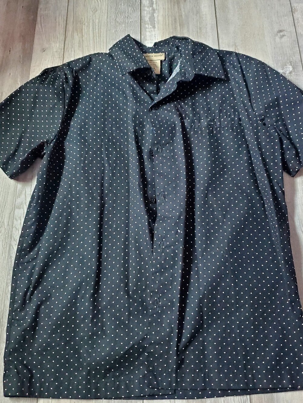 Scandia WoodsMen's Black Short-Sleeve Dot Print Shirt Size Medium